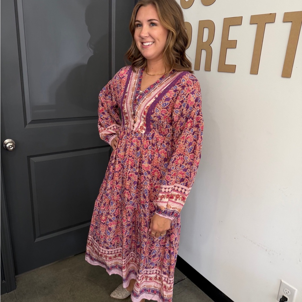 Elegant Floral Long Sleeve Dress